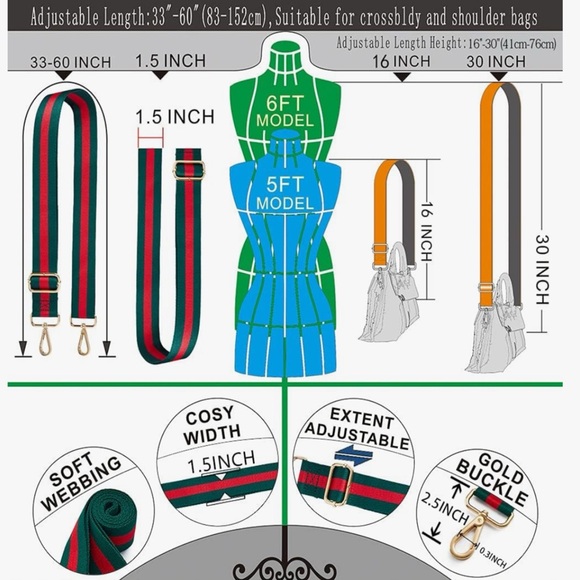 Crossbody Handbag Stripe canvas strap. - Picture 4 of 4